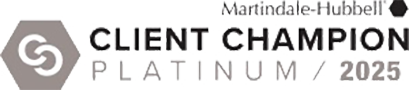 Logo Recognizing The Nestor Law Office's affiliation with Martindale-Hubbell Client Champion Platinum 2025